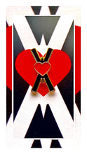 Load image into Gallery viewer, Black and red Heart-OMS symbol Enamel pin