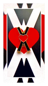 Black and red Heart-OMS symbol Enamel pin