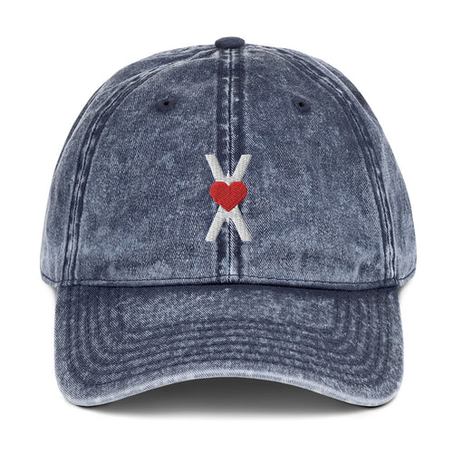 Heart Baseball Hat - Denim Dad Cap
